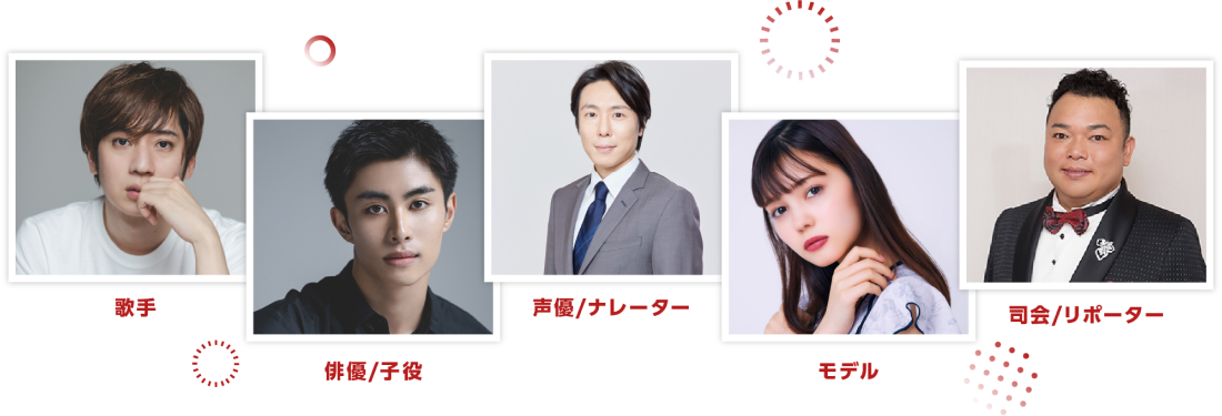 歌手 俳優/子役 司会/リポーター モデル 声優/ナレーター